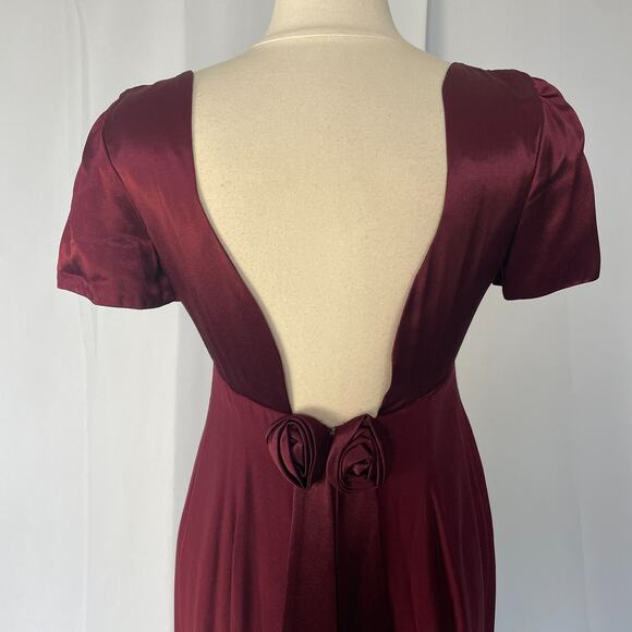 Vintage Formal Dress Small Med Burgundy Maroon Regency Bridgerton Coquette Prom - Picture 7 of 16